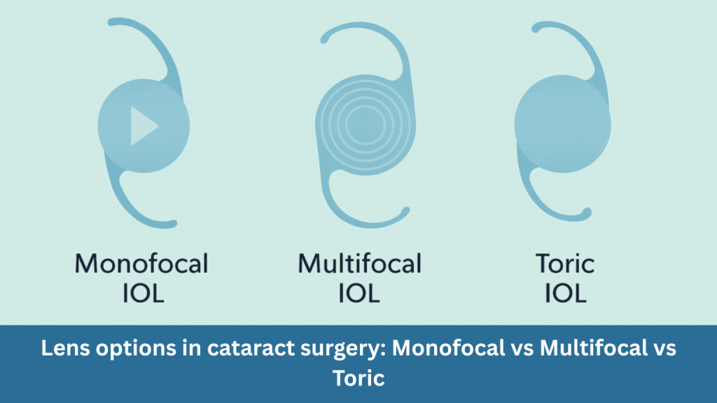 Lens options in cataract surgery: Monofocal vs Multifocal vs Toric